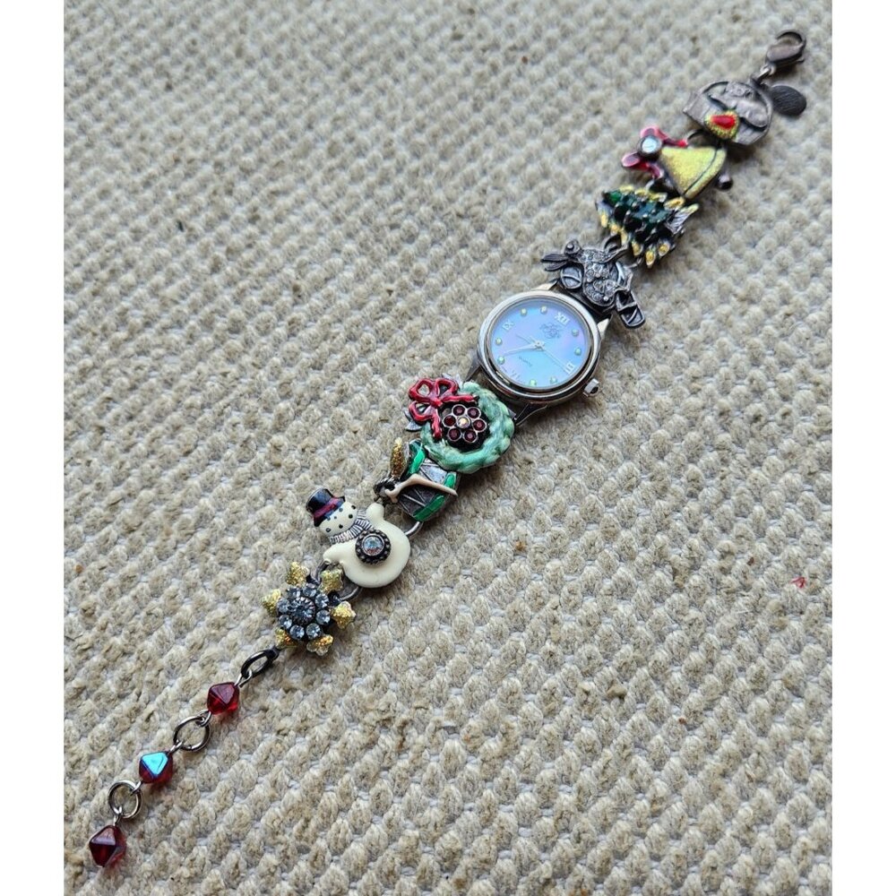 Kirks Folly Silver Tone Christmas Holiday Wrist Watch WORKS New Battery Vintage